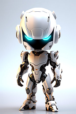 白色机器人智能科技立体模型