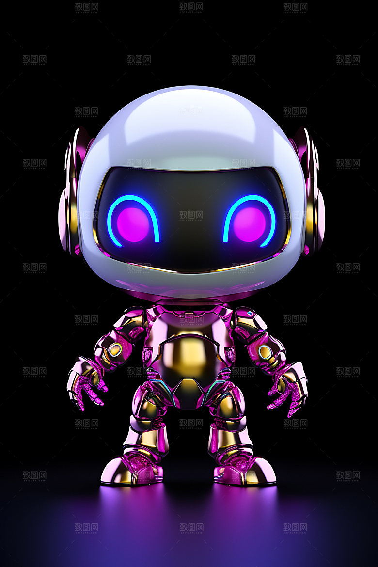 白色机器人3D人工智能模型
