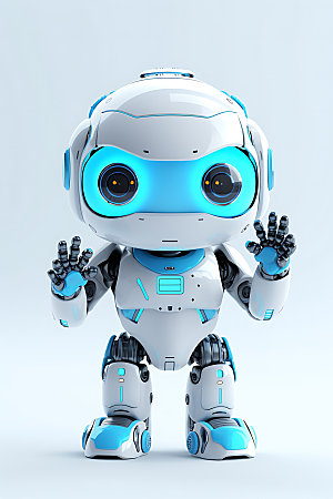 白色机器人机械智能科技模型