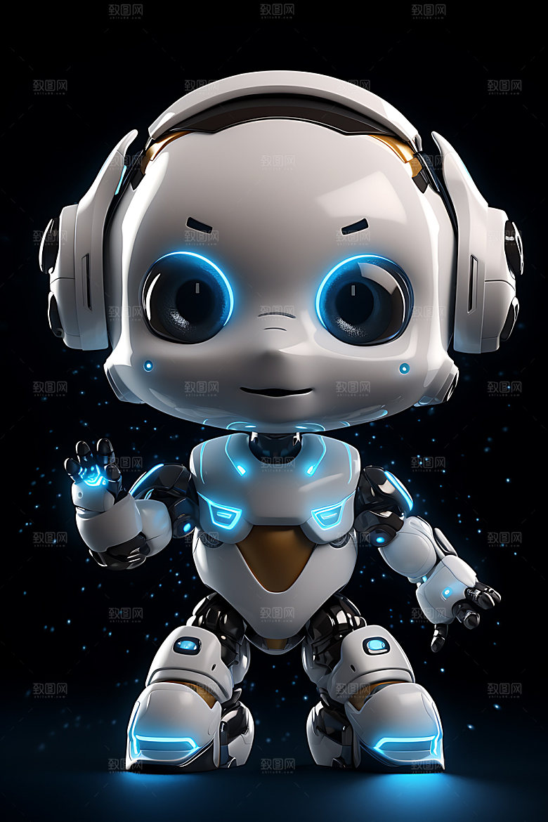 白色机器人智慧3D模型