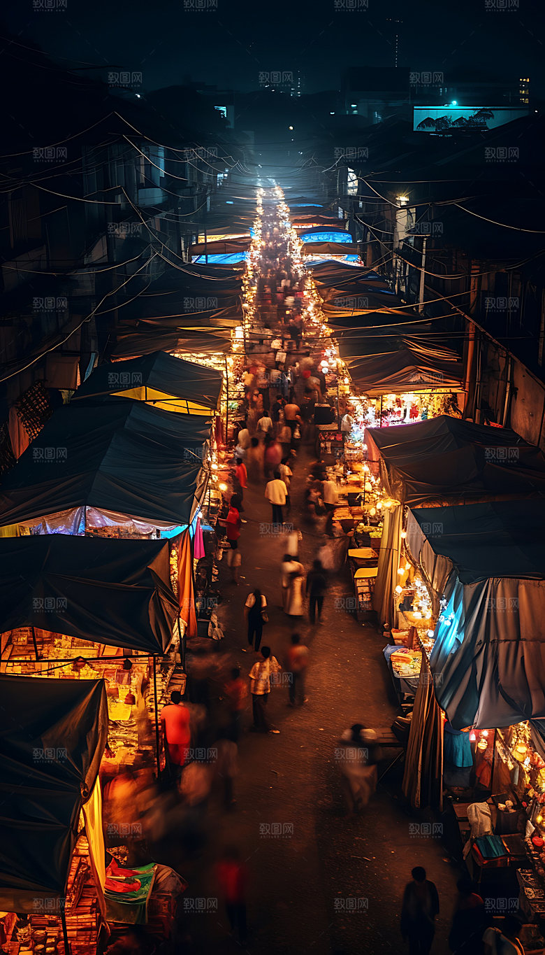 夜市街市人间烟火摄影图
