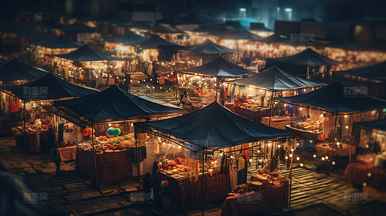 夜市市集街市摄影图