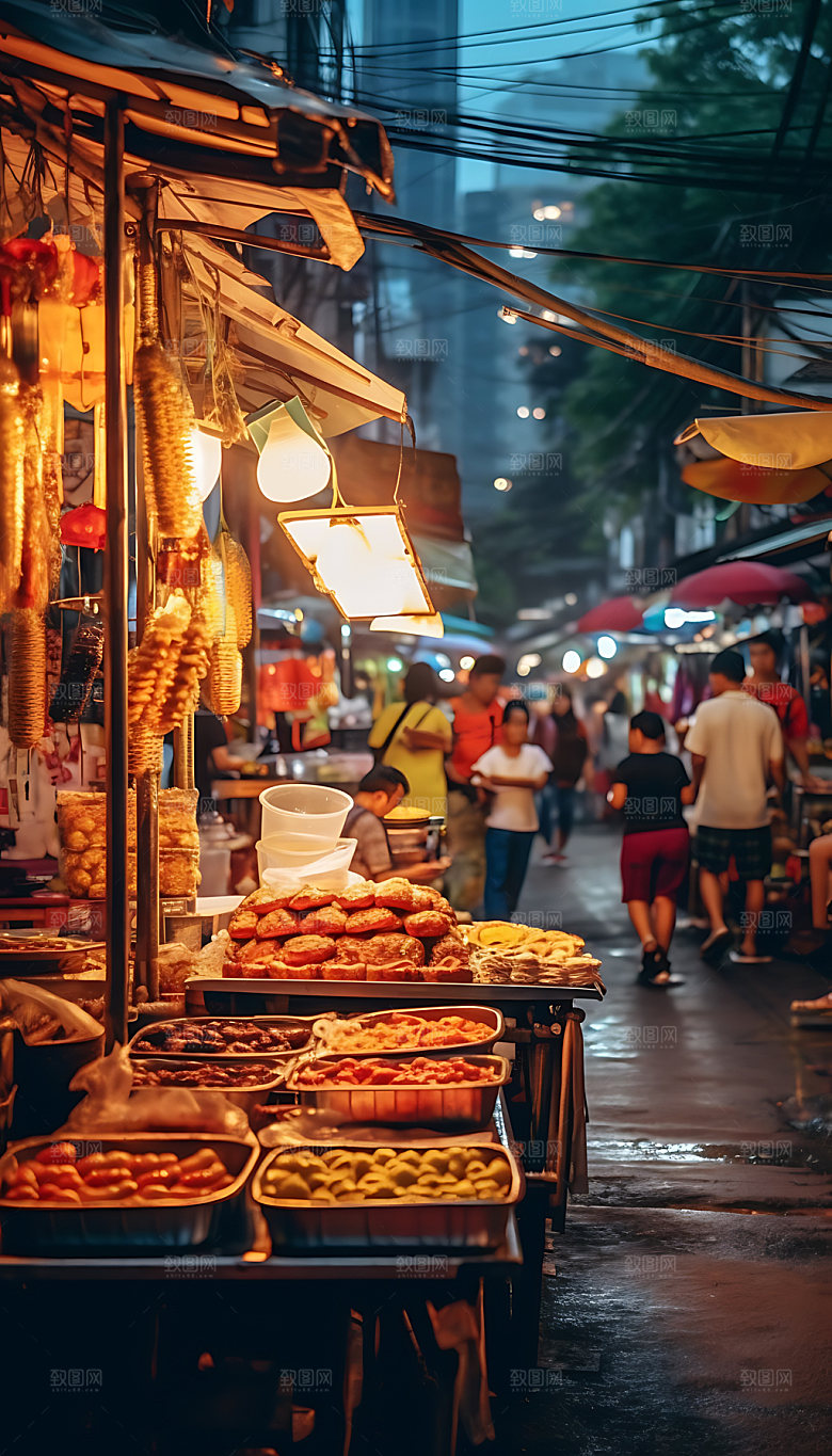 夜市市集小吃摄影图