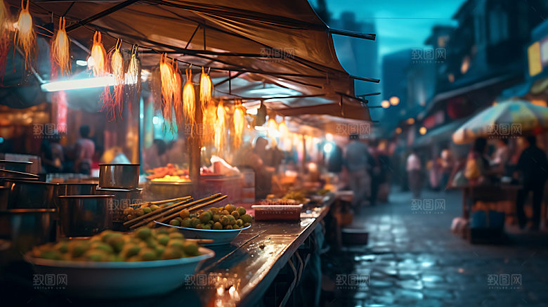 夜市市集摆摊摄影图