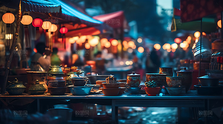夜市摆摊高清摄影图