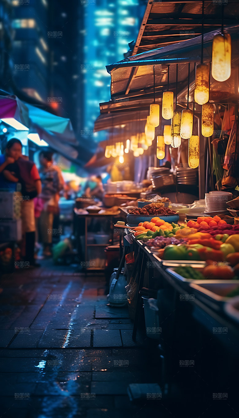 夜市街市高清摄影图