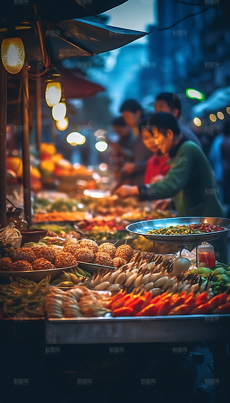 夜市小吃人间烟火摄影图