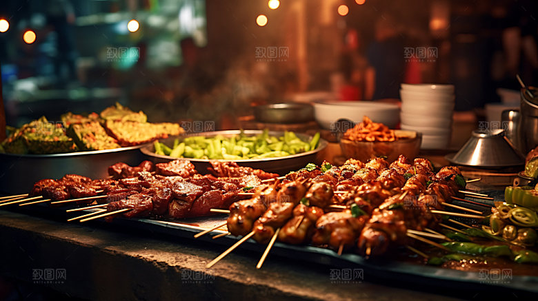 夜市小吃人间烟火摄影图