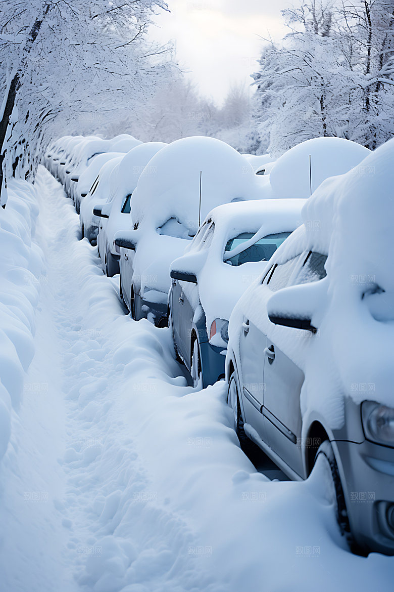 暴雪雪灾冬天摄影图