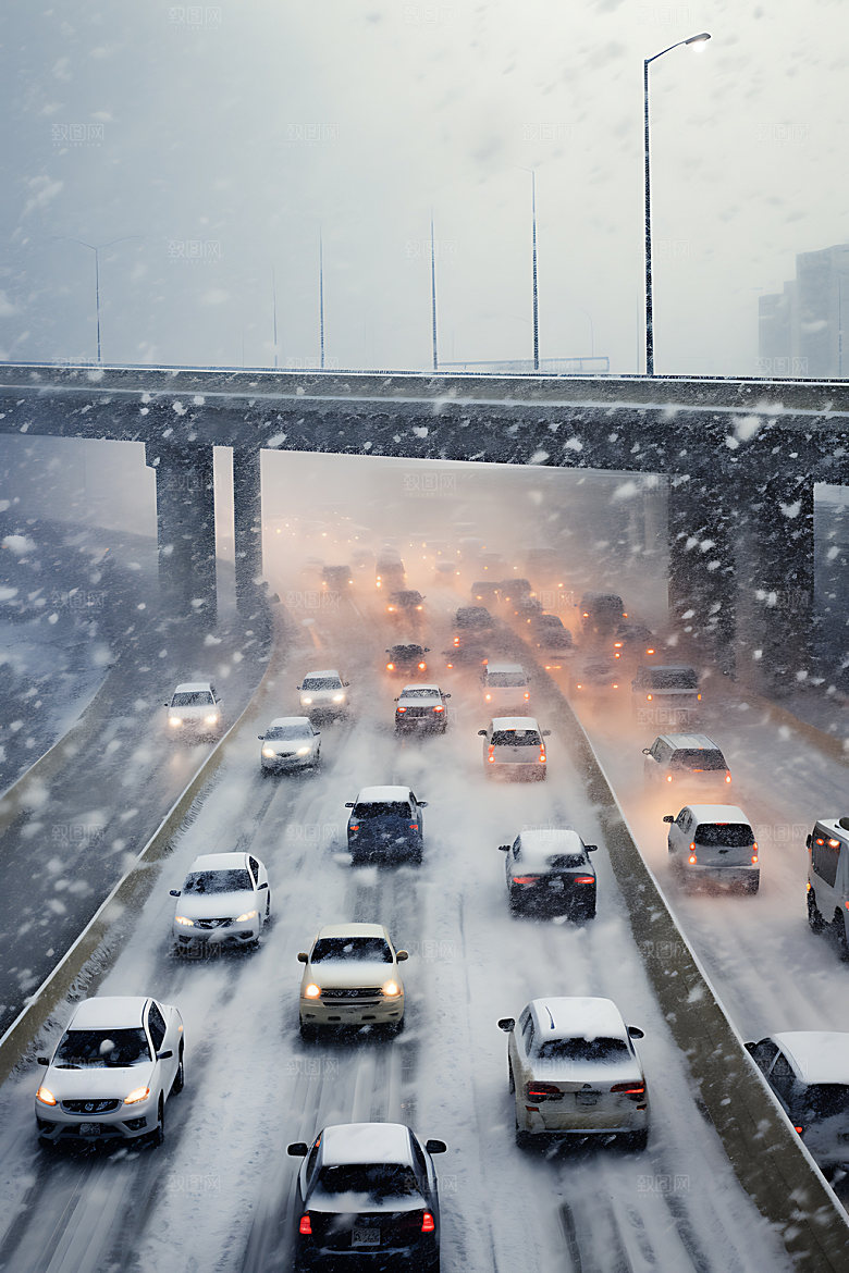 暴雪冬季极端天气摄影图