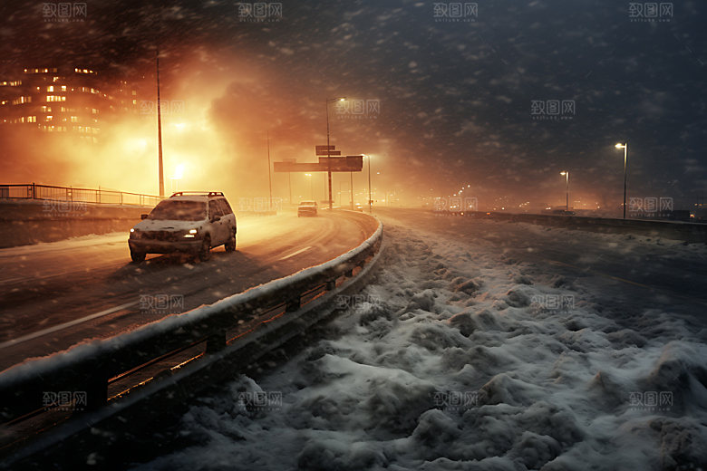 暴雪寒冬极端天气摄影图