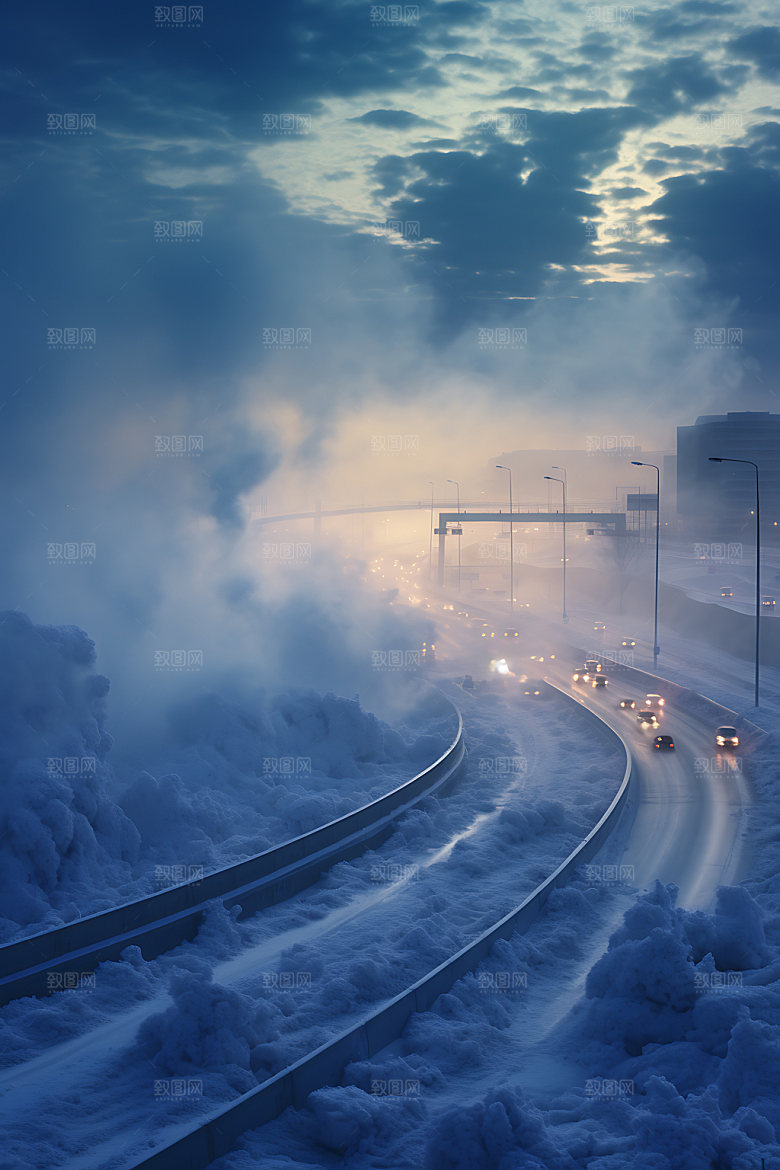 暴雪冬天气象灾害摄影图