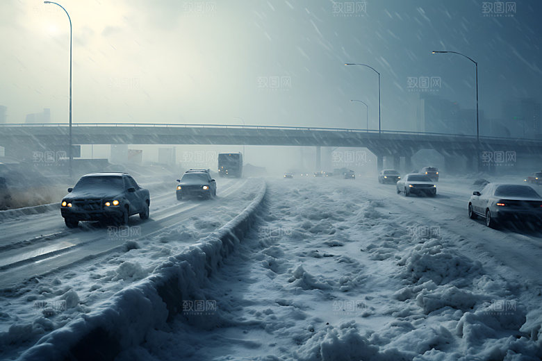 暴雪冬季自然灾害摄影图