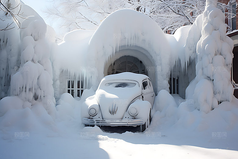 暴雪冬天大雪摄影图