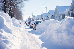 暴雪冬季气象灾害摄影图