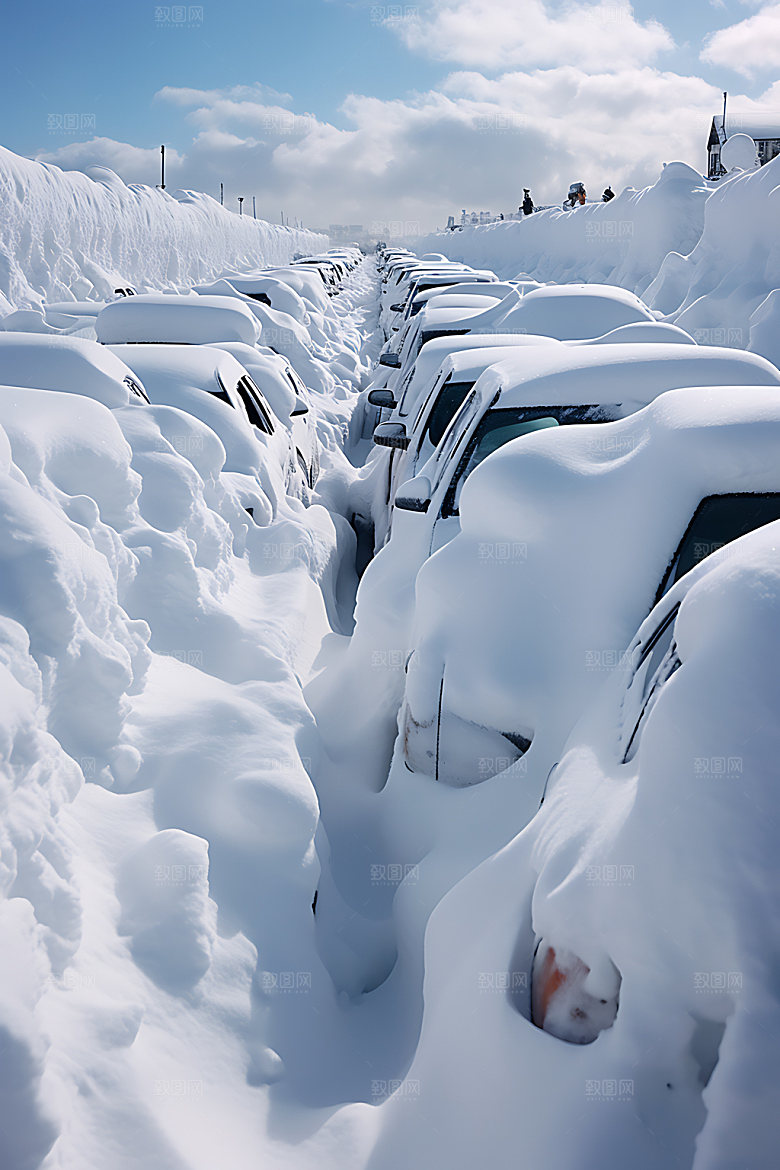 暴雪气象灾害极端天气摄影图