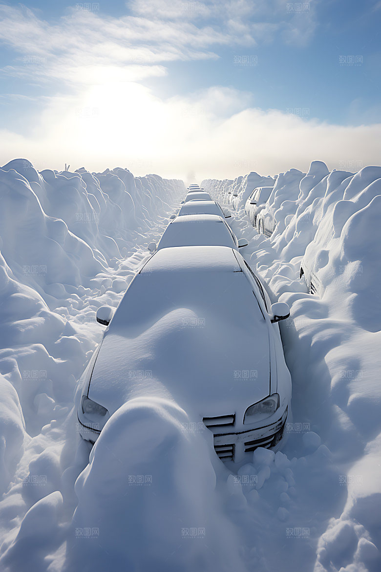 暴雪极端天气大雪摄影图