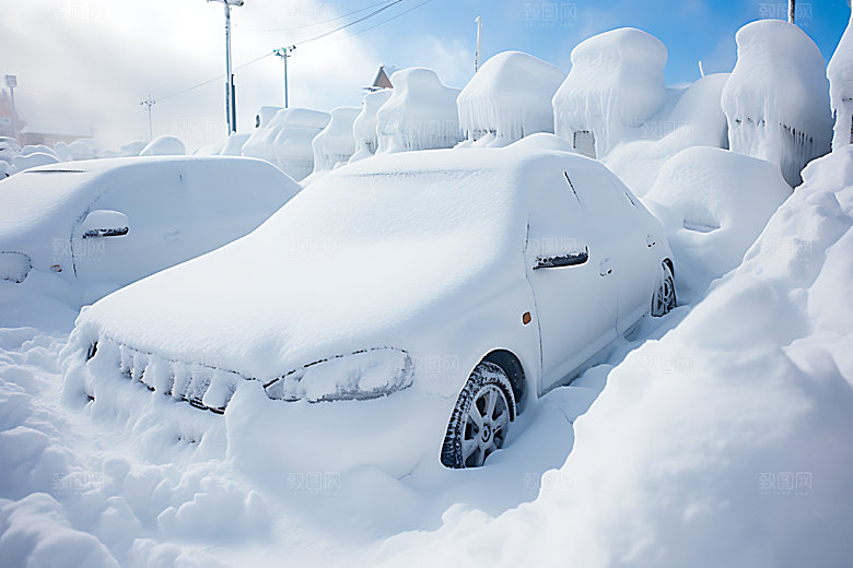 暴雪自然灾害极端天气摄影图