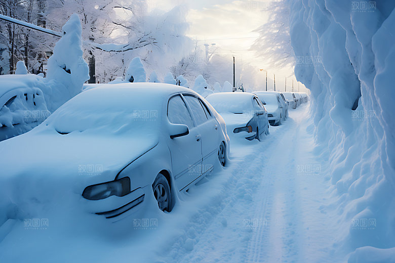 暴雪大雪雪灾摄影图