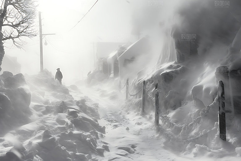 暴雪极端天气冬天摄影图