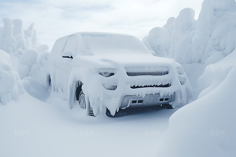 暴雪大雪极端天气摄影图