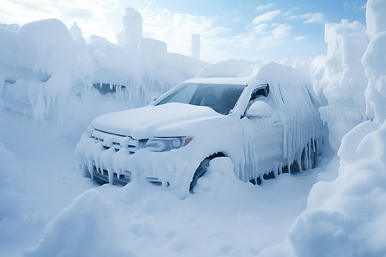 暴雪自然灾害雪灾摄影图