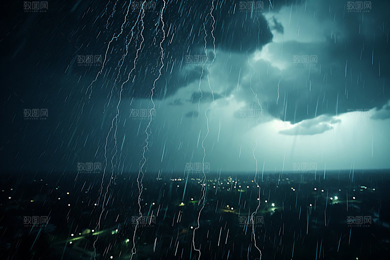 暴雨雨天乌云密布摄影图