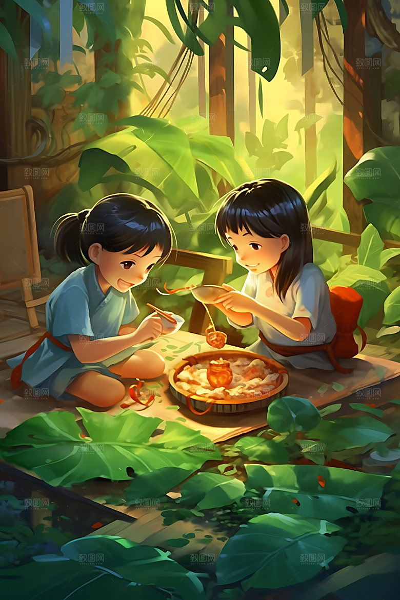 包粽子传统端午插画