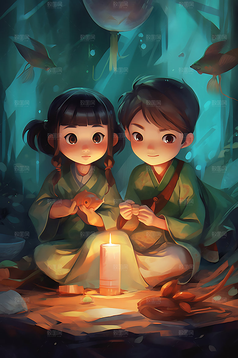 包粽子手工粽子文化插画