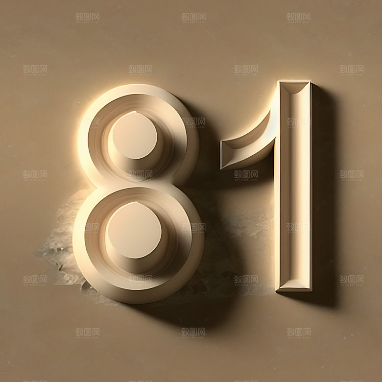 八一建军节立体字风格化艺术字