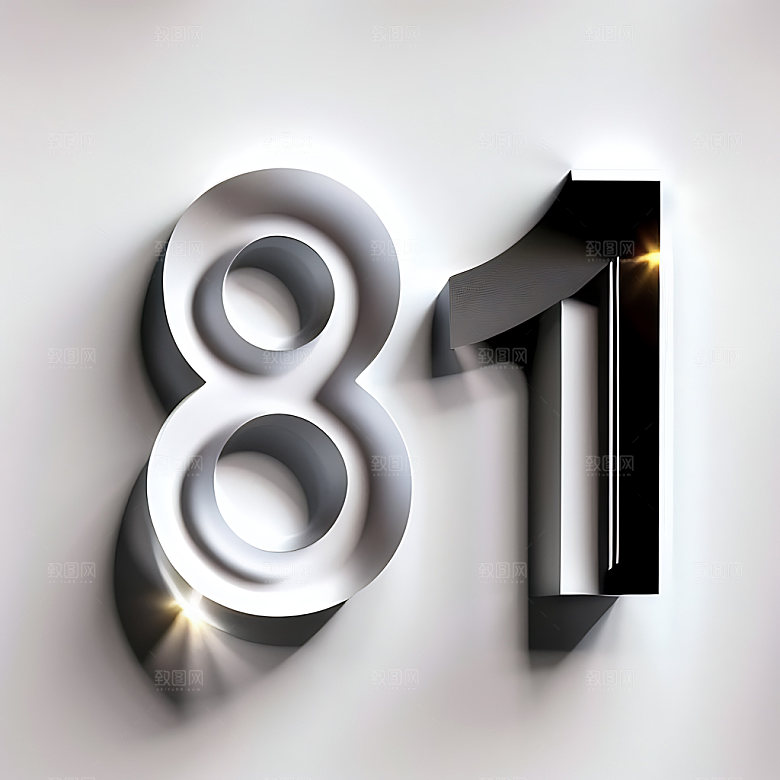 八一建军节立体字高清艺术字