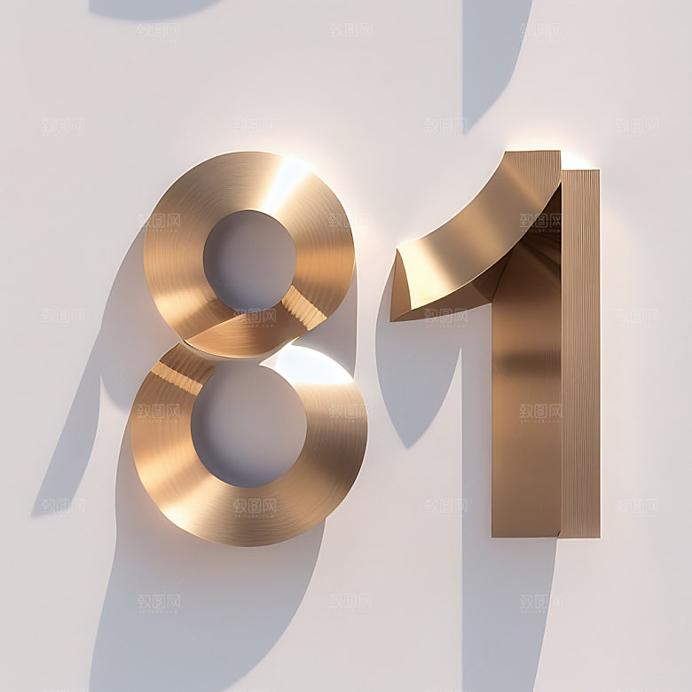 八一建军节3D立体字艺术字