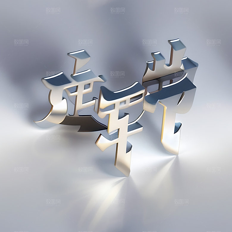 八一建军节立体字风格化艺术字