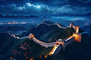 北京长城巍峨八达岭摄影图