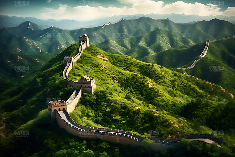 北京长城高山雄伟摄影图