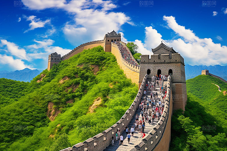 长城风光党建旅游摄影图