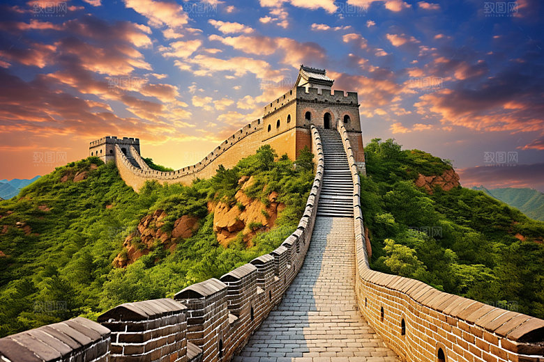 长城风光党建地标摄影图