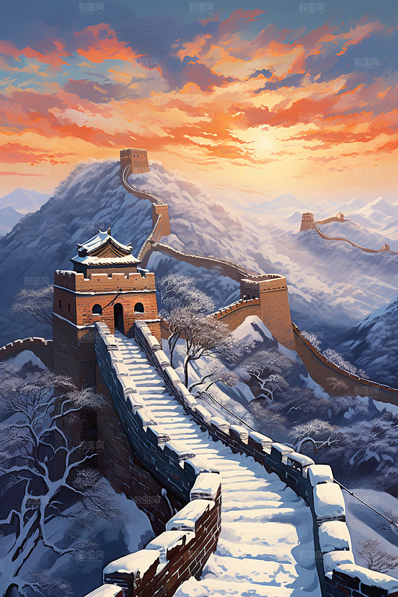 长城风光国庆景色摄影图