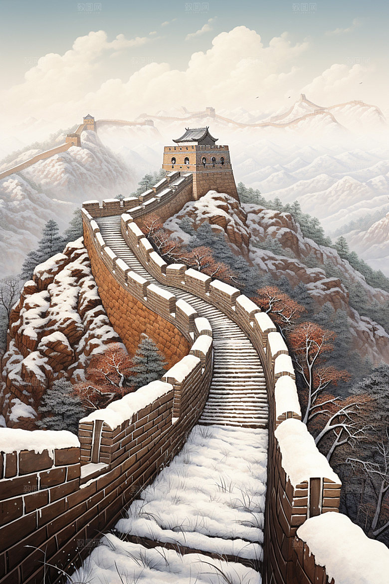 长城风光巍峨国庆摄影图