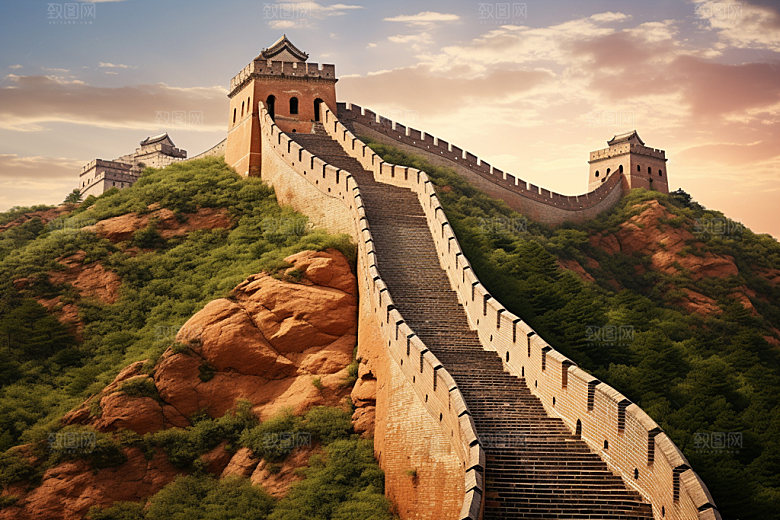 长城风光地标四季摄影图