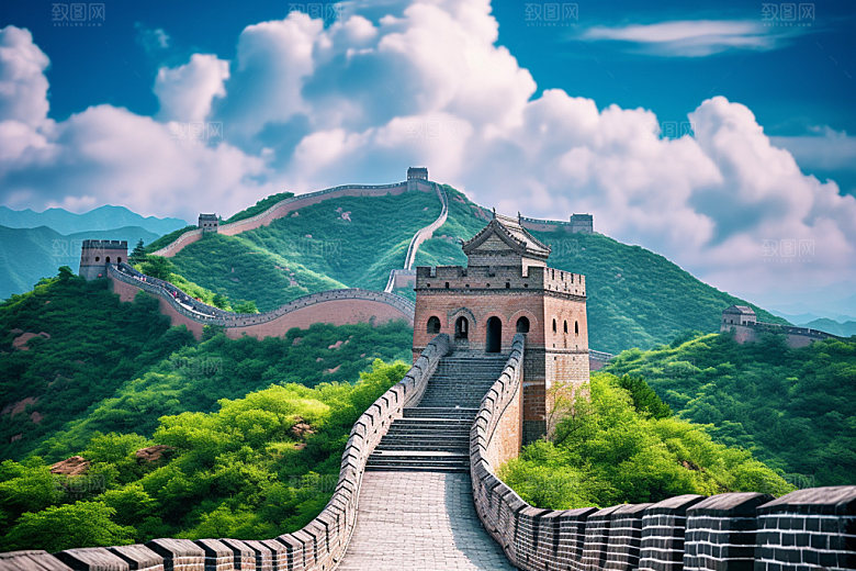 长城风光地标国庆摄影图