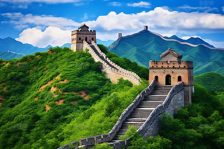 长城风光巍峨国庆摄影图