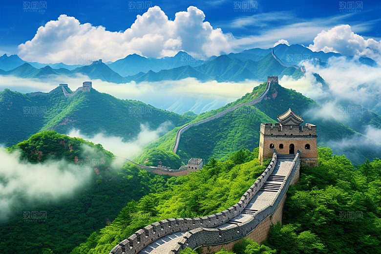 长城风光巍峨四季摄影图