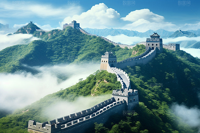 长城风光巍峨党建摄影图