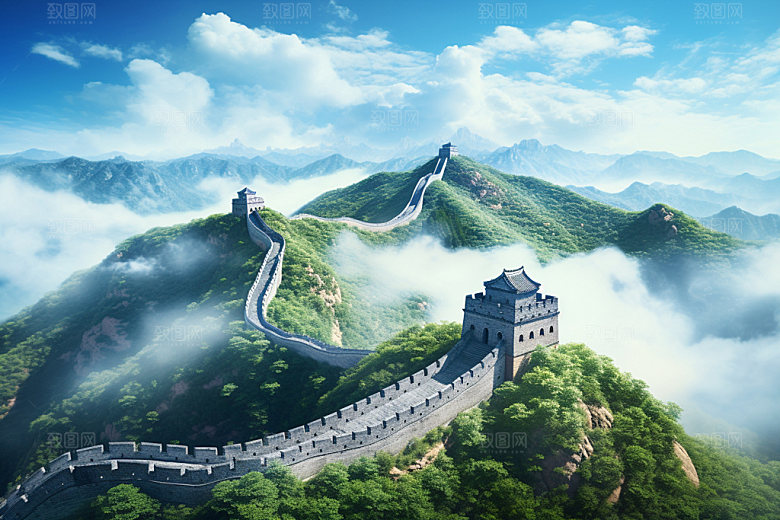 长城风光国庆巍峨摄影图