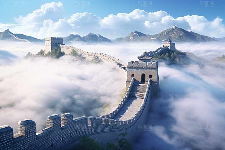 长城风光巍峨地标摄影图