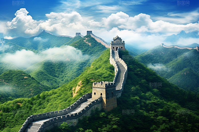 长城风光地标国庆摄影图