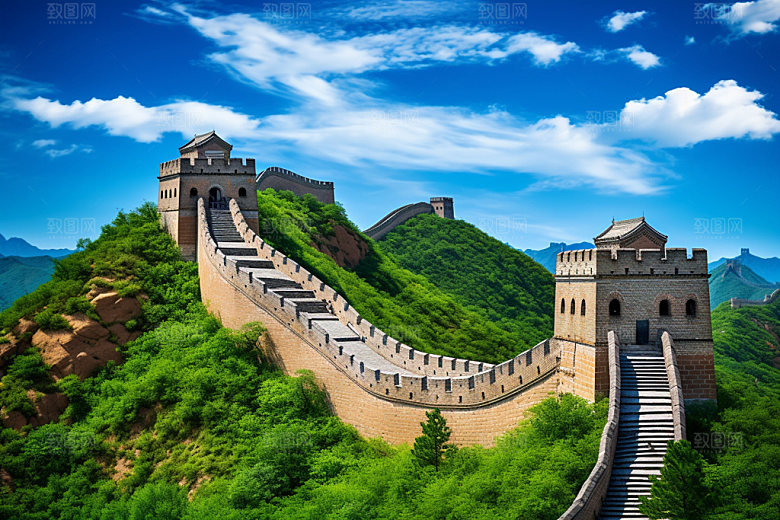 长城风光地标党建摄影图