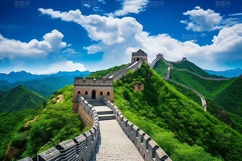 长城风光地标党建摄影图