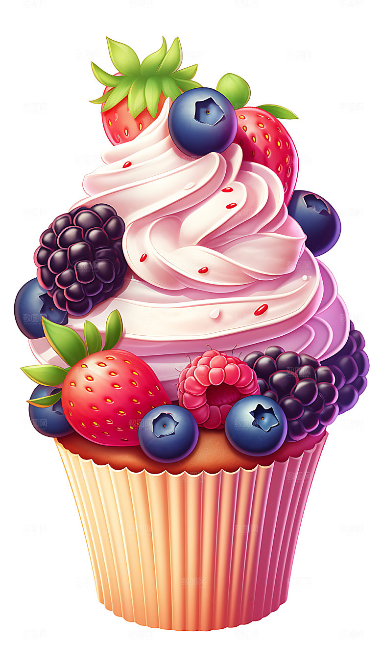 纸杯蛋糕彩色杯子蛋糕插画